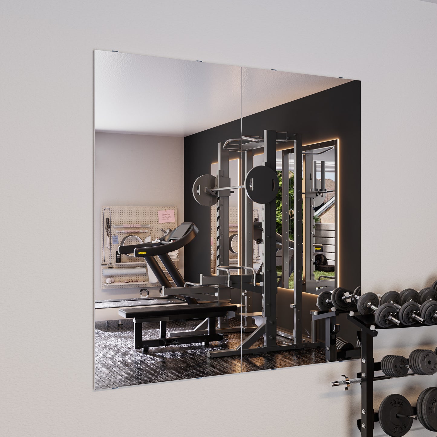 Fitcleer 2-Pack 53×26 Inch Seamless Wall Glassless Mirror