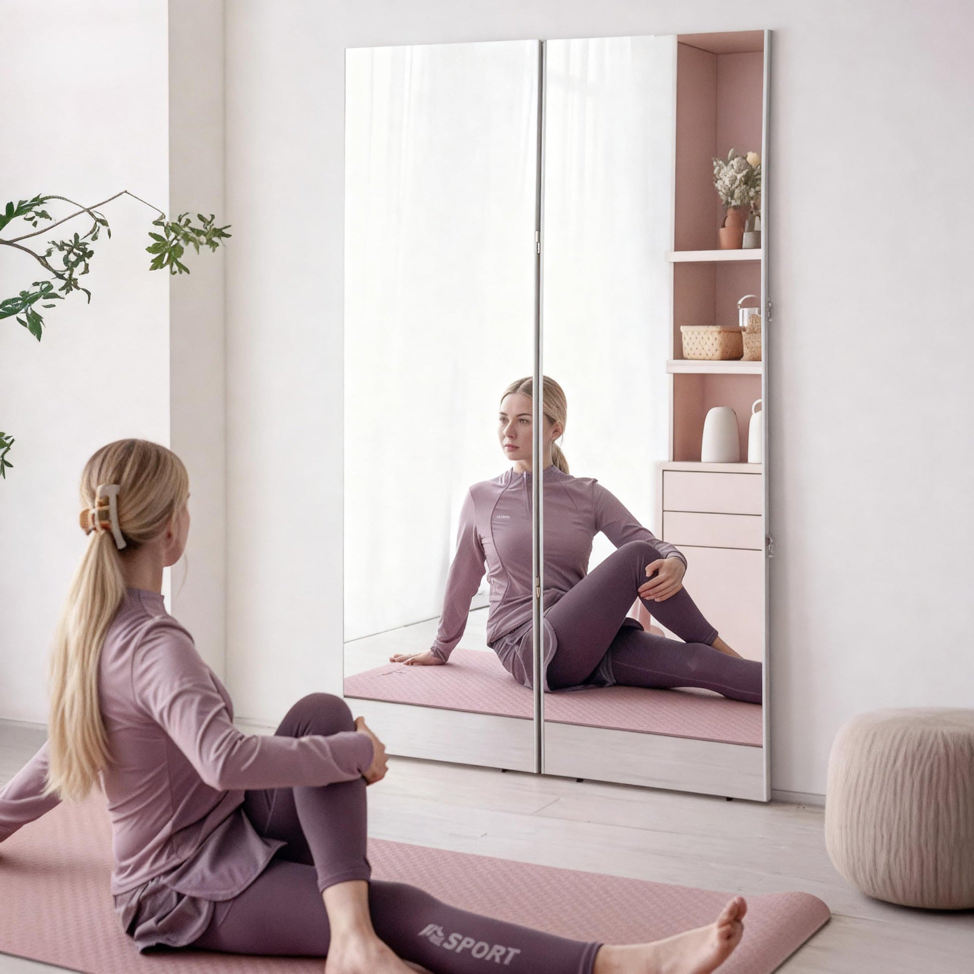 Fitcleer 71 x 39 inch foldable glassless mirror
